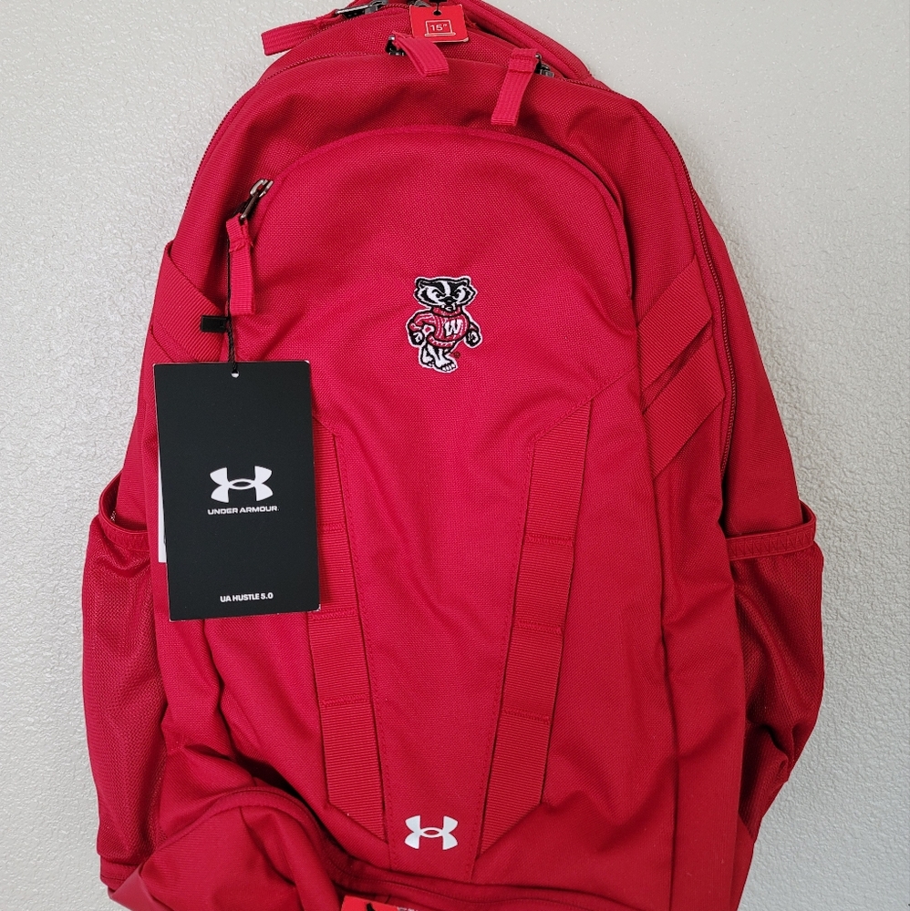 Wisconsin Badger Under Armour Hustle 5.0 Red Backpack